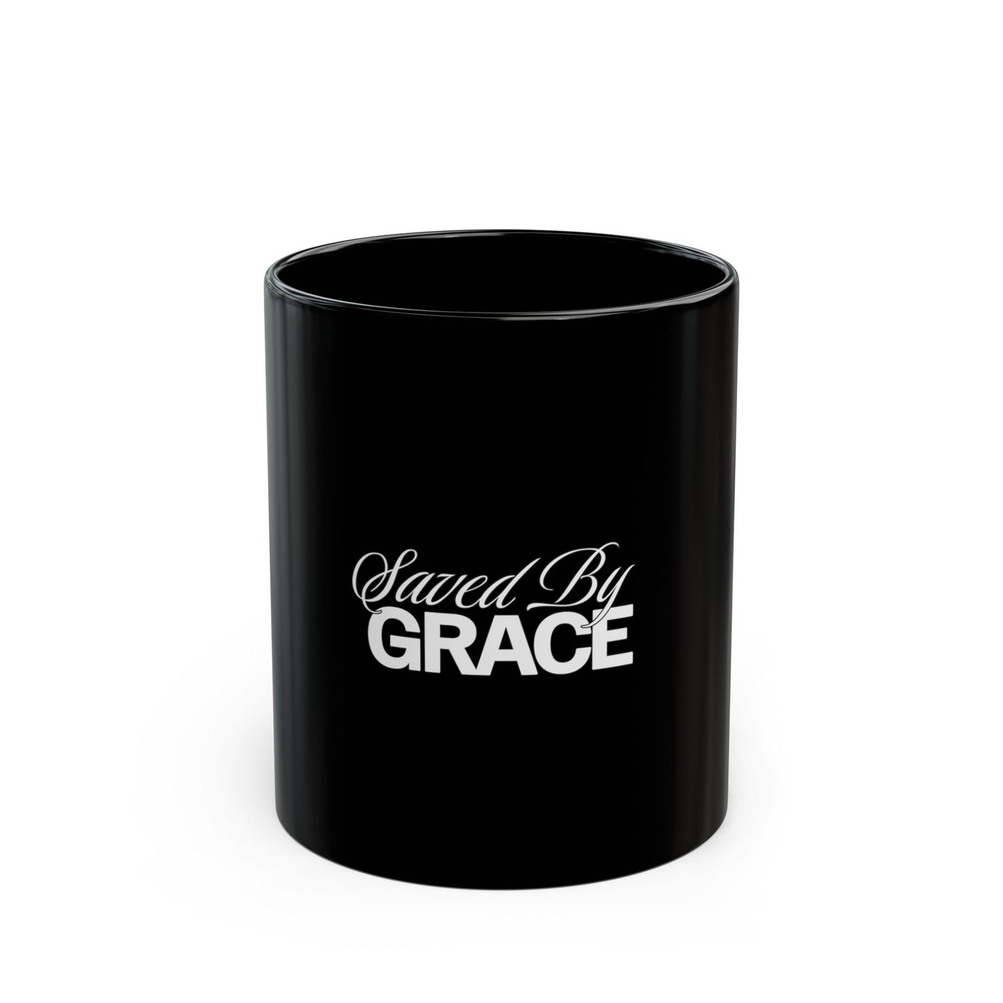 Saved By Grace Black Coffee Mug — Inspirational Christian Gospel Gift (11oz & 15oz) - www.trendingbestsellers.com