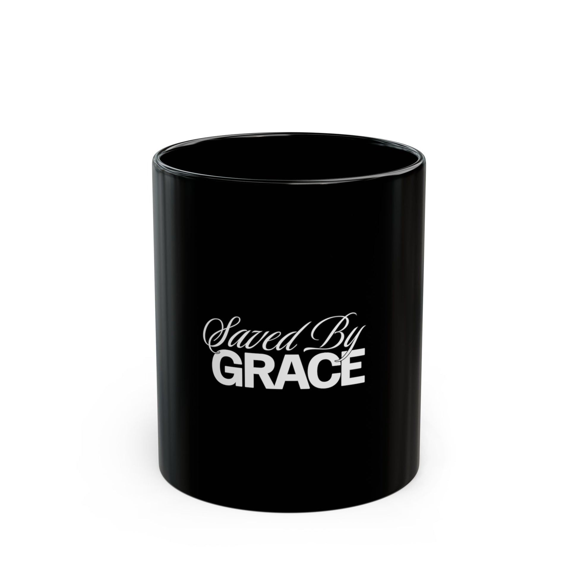 Saved By Grace Black Coffee Mug — Inspirational Christian Gospel Gift (11oz & 15oz) - www.trendingbestsellers.com