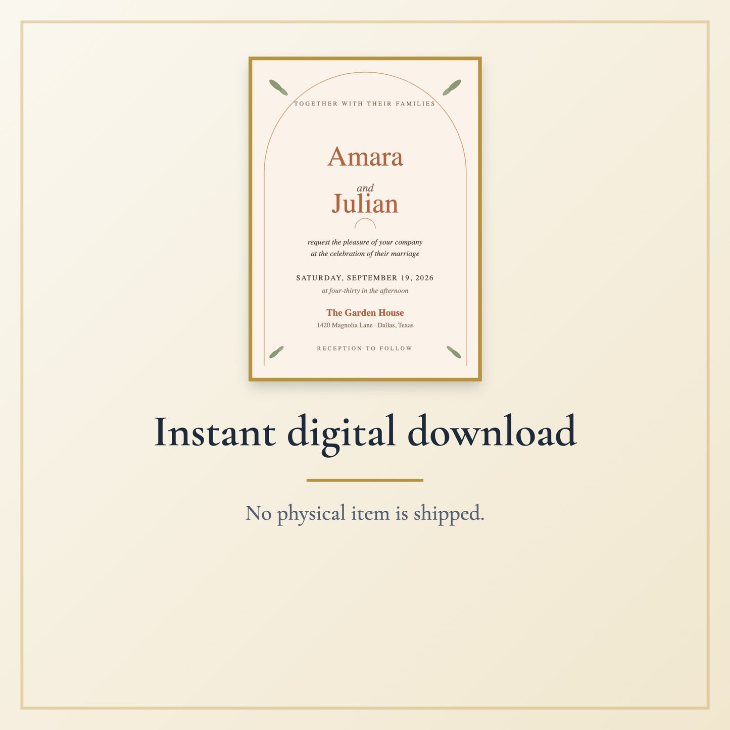 Earthy Artisan Wedding Invitation Suite — Printable Digital Files - Listing image 6